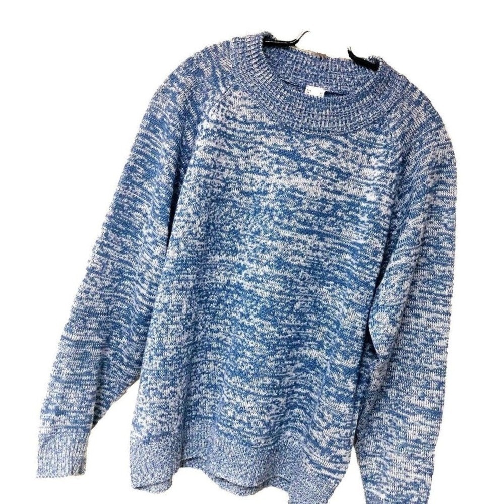 Venus Blue Variegated Crewneck Sweater Womens 10 NWOT Pullover Activewear Winter - Picture 1 of 5